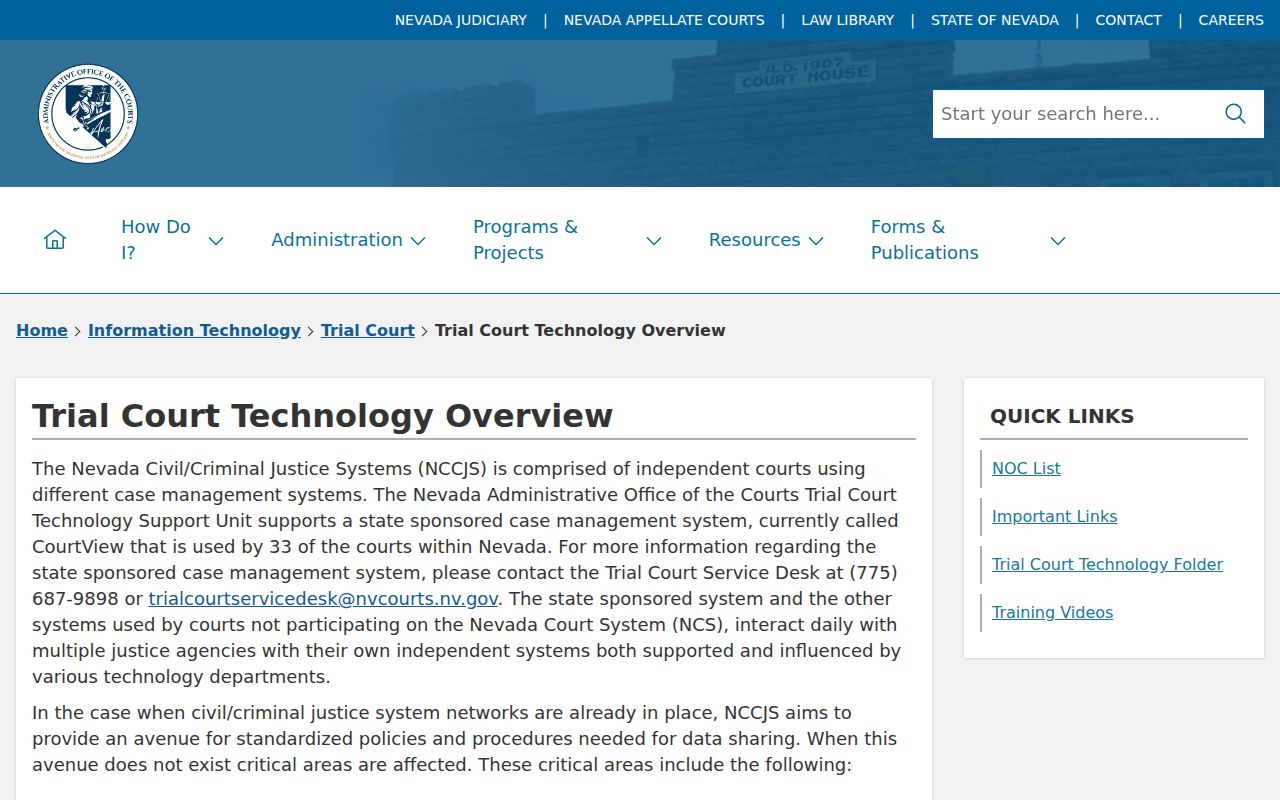 Humboldt County court case research on Nevada CourtView trial systems