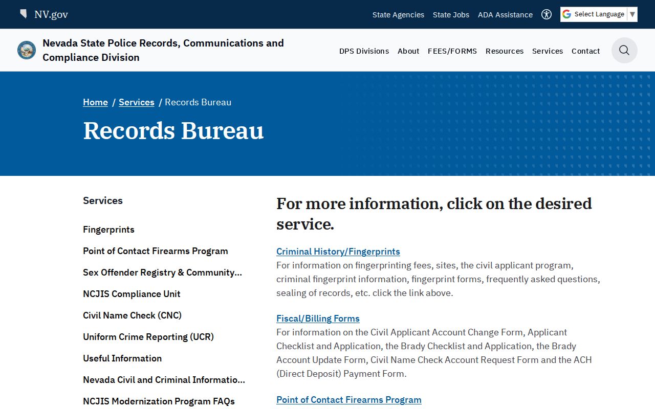 Nevada Records Bureau services for Humboldt County criminal history